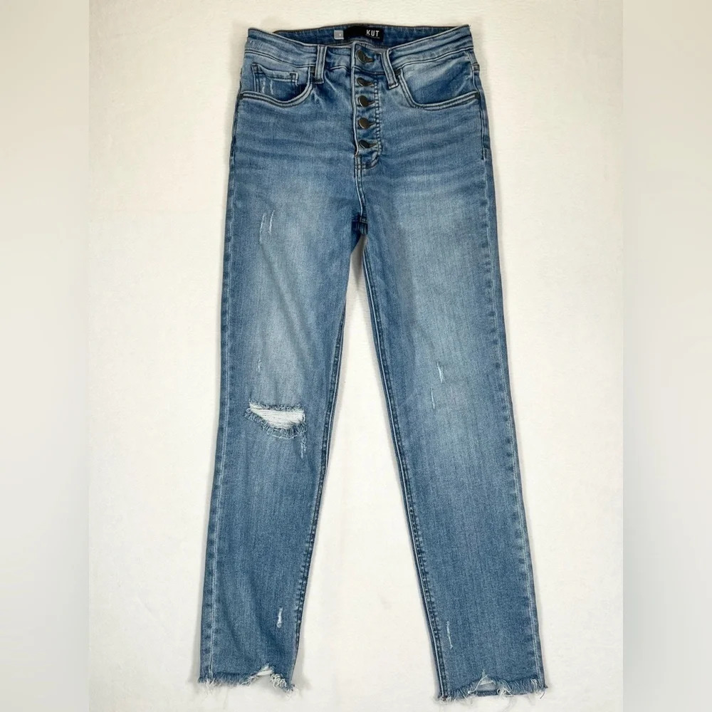 KUT FROM THE KLOTH‎ Women's Rachael Raw Hem High-Rise Fab AB Mom Jeans Size 0
